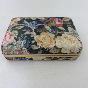 Scatola portagioie vintage oro mele floreale multi orecchino organizer custodia rigida da viaggio - Foto 1 di 12