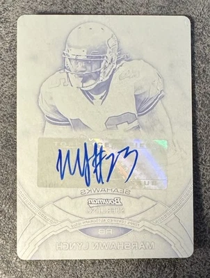 1/1 Marshawn Lynch Auto 2011 Bowman Sterling Black Printing Plate 1 Of 1 - Image 1 of 4