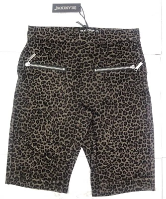 NUEVO Pantalones Cortos Blank NYC Leopardo Cremallera Estampado Animal Para Mujer Talla 26 Pequeño Foto 1 de 4