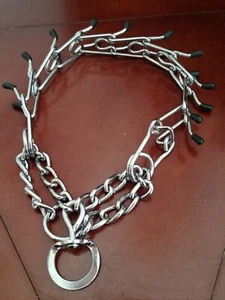 Dog Training Prong Collar Chrome Metal Steel Adjustable Pinch Choke Chain Collar - Picture 1 of 20