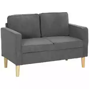 Small Two-Seater Corduroy Sofa - Grey - Picture 1 of 12