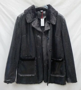 Pelzjacke schwarz 46 WENZ Lederjacke Python Schlange Reptil Kaninchen Kunstpelz - Bild 1 von 11