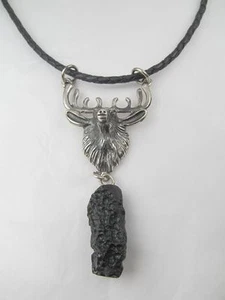  1 colgante ciervo joyería tradicional con piedra curativa tectita y correa de cuero - Imagen 1 de 2