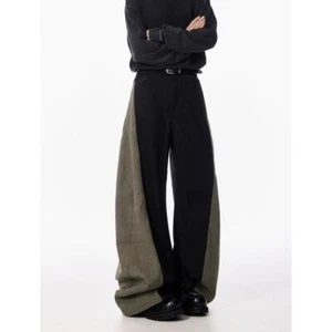 Winter thickened vertical wide-leg pants retro loose straight leg casual pants - Picture 1 of 4