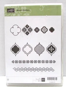 Stampin Up MOSAIC MADNESS red rubber cling Stamp 11 pc Set 130249 - Picture 1 of 4