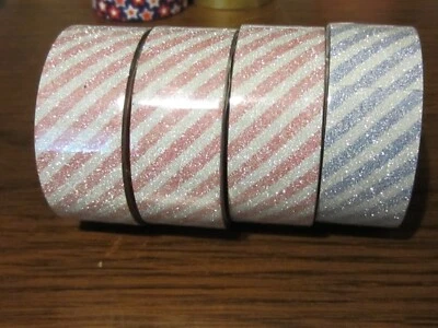 Cinta Washi Tira Brillo 3 Rosa/una Plata 3/4" x 5 yardas Foto 1 de 2