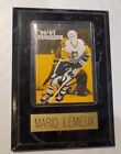 Autographed Mario Lemieux Nhl Hockey Card On Plaque - See Photos - Man Cave Item