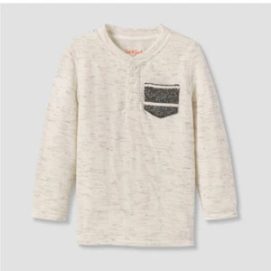 Cat & Jack XL (16) Husky Boy’s Cream Heather Henley Long Sleeve Knit Top Shirt - Picture 1 of 6