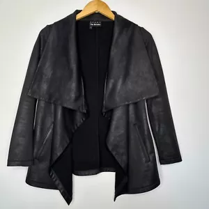 The Kooples Drape Jacket Womens Size XS Open Front Black Pockets Faux Suede - Picture 1 of 10