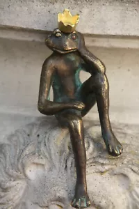 BRONZEFIGUR FROSCHKÖNIG für den GARTEN oder die KOMMODE FROSTFEST NEU RO-88454 - Bild 1 von 4