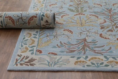Colorromace  Aden Grey Woolen Area Rug Handtufted Traditional Floral Design  - Image 1 of 4