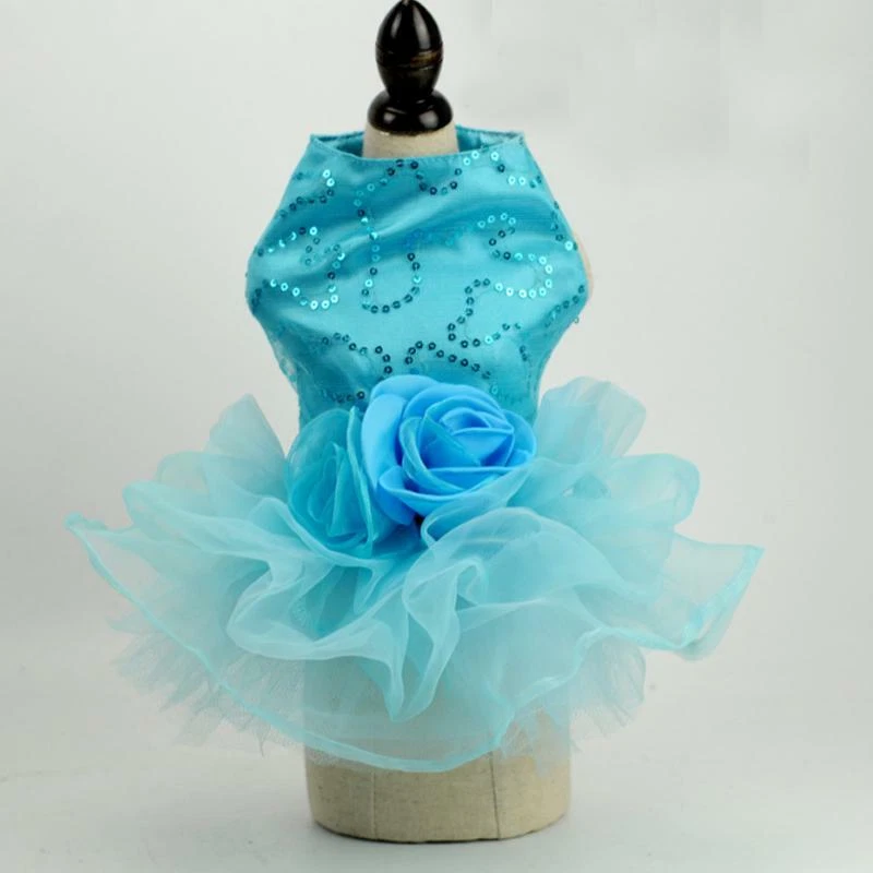 Flower Sequin Pet Dog Clothing Wedding Dress Pet supplies Small Dog Coat XS-XL - Image 1 of 2