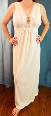 很棒! 20 世纪 60 年代 JC PENNEY GLAMOROUS BLUSH LACY 刺绣长睡衣 M EVC — 第 1/4 张图片