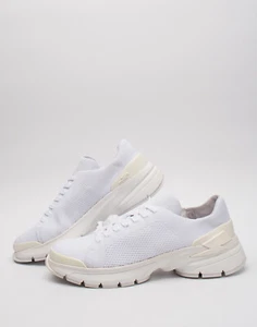 RRP€540 NEIL BARRETT Knitted Sneakers US12 UK11 EU45 White Thunderbolt - Picture 1 of 10
