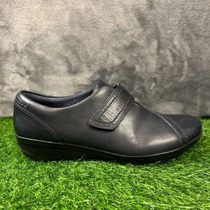 Clarks Everlay Monk Strap Womens 8.5 M Blue Leather Shoes Flats Slip On Casual - Picture 1 of 13