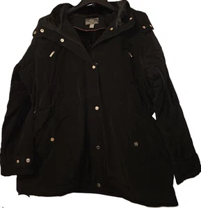 Women's Gallery Faux Fur Trim Hooded Heavyweight Winter Coat Stadium Jacket NWT - Picture 1 of 6