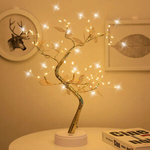 Led Gold Leaf Small Night Lamp Imitative Tree Fireworks Light Home Decoration