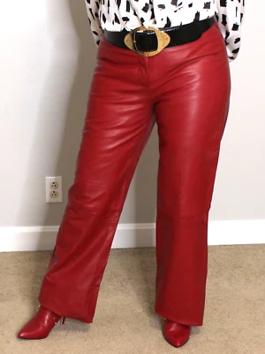 Pantalones de cuero para mujer rojos 16 - 12/14? Hudson Real Vintage Años 90 Y2K Mob Wife Raro Foto 1 de 4