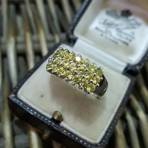 925 Sterling Silber Ring, natürlicher gelber Saphir Ring, Größe S US 9 Band - Bild 1 von 7