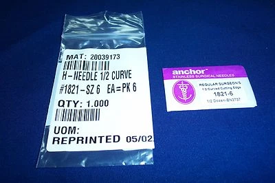 NUEVO, agujas de coser, cantidad. Curva de 6, 1/2" tamaño 6 acero inoxidable, hecha por ancla Foto 1 de 4