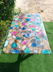 24"x48" Multistone Stunning Agate Dining Table Top Counter Desk Garden Furniture - Picture 1 of 8