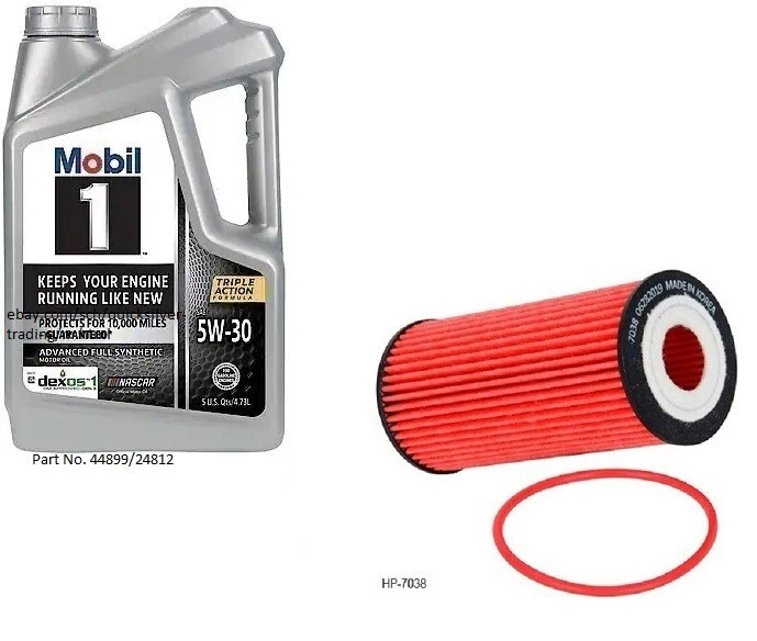 Aceite de motor totalmente sintético Mobil1 5W30 - 5 cuartos de galón con filtro de aceite K&N HP-7038 Foto 1 de 1