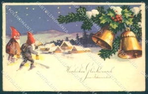 Greetings New Year Gnome Winter Landscape serie 9265 SOFT CREASE postcard TW1763 - Picture 1 of 2