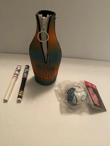 NFL Miami Dolphins Bottle Cooler, Koozie, Coolie, Plus Antenna Ball and 2 Pens Cover