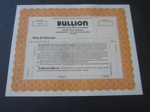 1910's - BULLION - Stock Certificate - Gold and Silver Mining Co. - CA. - Picture 1 of 1