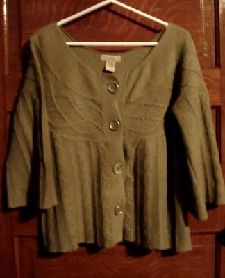 Cárdigan para mujer suéter mezcla de lana mangas cortas verde M Foto 1 de 4