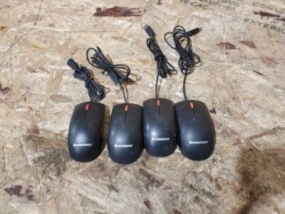 Lenovo Black Wired USB Optical Mouse MSU1175 Lot Of 4 - Image 1 of 4