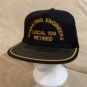 Vintage Operating Engineers Local 139 Truckermütze im Ruhestand Mesh Druckknopflasche hergestellt in den USA - Bild 1 von 4