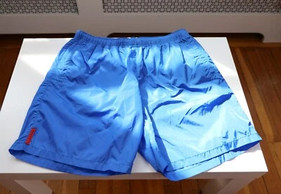 Prada Blue Logo Swimwear Bathing Nylon Beach Shorts (Size: S, IT46) - Image 1 of 4