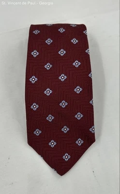 Corbata de seda clásica geométrica roja oscura John W. Nordstrom vintage para hombre hecha en EE. UU. Foto 1 de 4