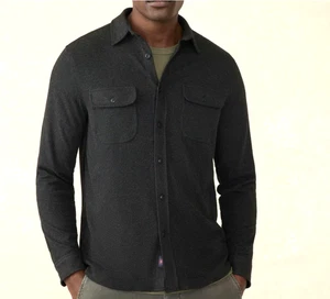 FAHERTY Legend Hemd meliert Twill Doppeltasche schwarz Fischgrät Gr. XXL - Bild 1 von 11