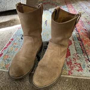 Del Rio Brahmas Herren Größe 7 1/2 Braun Wildleder Leder Obermaterial Western Cowboystiefel - Bild 1 von 6