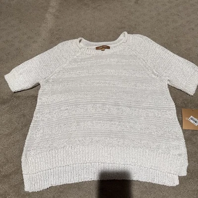 Suéter tejido de manga corta blanco roto Ellen Tracy. Talla M. ¡NUEVO CON ETIQUETAS! Foto 1 de 4