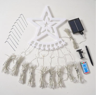 Outdoor Christmas Decor Plug in LED Star String Lights Waterfall Xmas Tree Light - Image 1 of 4