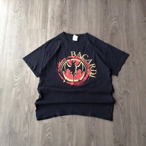 T-shirt vintage Y2K Bacardi alcool taglia media marca liquore nero sbiadito - Foto 1 di 5