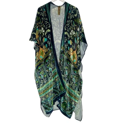 Aratta Silent Journey Ascott Kimono Topper Espanador Burnout Padrão Esmeralda SO - Imagem 1 de 4