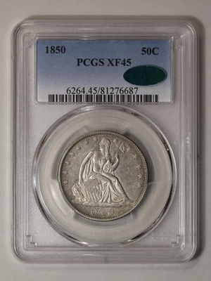 Medio dólar Liberty Seated 1850 50C graduación profesional XF45 Foto 1 de 4