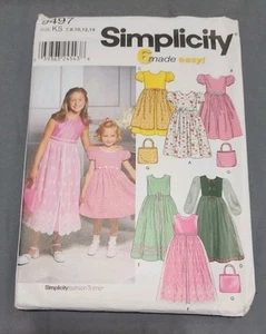Simplicity Pattern #9497 Girls Dresses with Purse  Size 7-8-10-12-14 - Picture 1 of 2