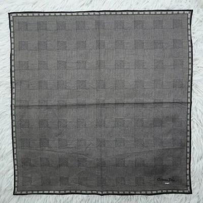 CHRISTIAN DIOR Gray Jacquard Cotton Mini Scarf Pocket Square 18.5" X 18.5" Q261 - Image 1 of 4