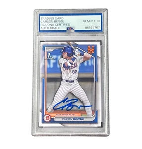 Carson Benge Signed 1st Bowman Paper Auto Card New York Mets Autographed PSA 10 - Picture 1 of 2