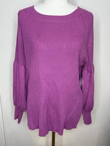 Chico’s Size 4 Rib Knit Blouse Sleeve Pullover Sweater Orchid Blosssom XXL NWT - Picture 1 of 9
