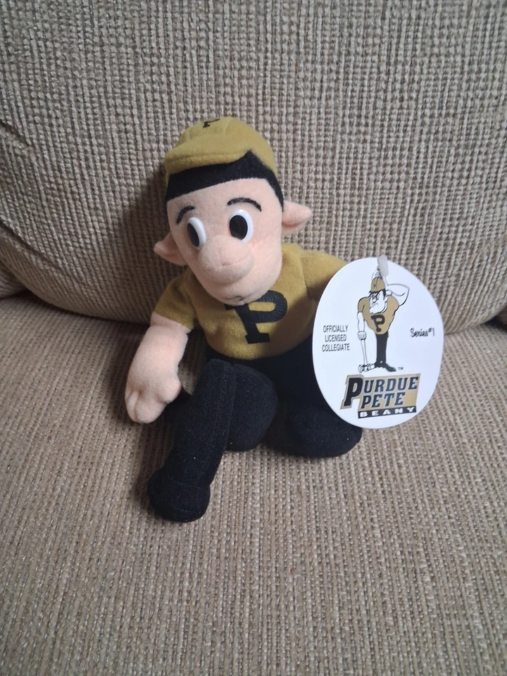 NCAA Purdue Pete Series #1 Beany Peluche Dorado Negro Con Etiquetas Oficial Foto 1 de 1