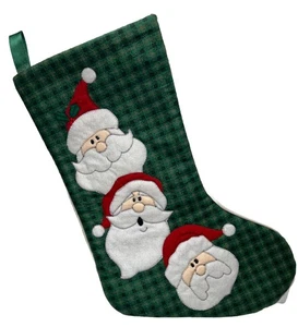 Medias de Navidad vintage tres caras de Papá Noel. Estado usado - Imagen 1 de 16