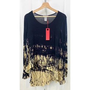 NWT XCVI WEARABLES Printed Layered Tunic Top Long Sleeve Hi Low Hem Lined Size S - Picture 1 of 8
