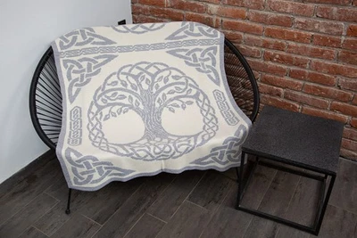 Cobertor de malha Aran Three of Life capa decorativa para sofá-cama macio - Imagem 1 de 4