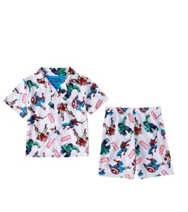 MARVEL Spider Man Captain America Iron Man Hulk BOYS PAJAMA SET 2pc Size M/8 NEW - Picture 1 of 1